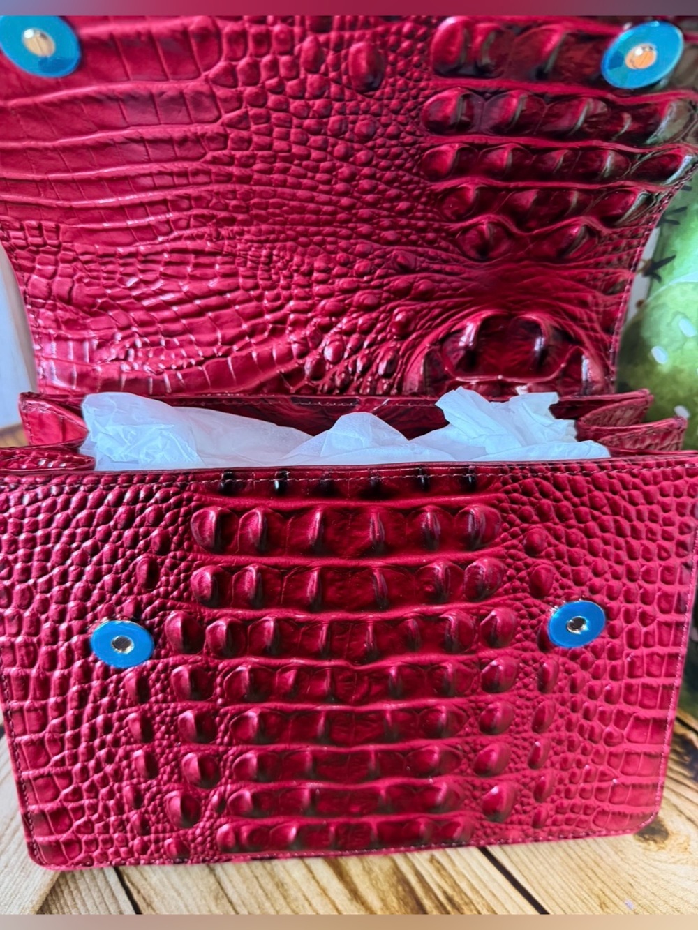 WRAPPED STRAPS Brahmin Small Hallie Merlot Ombre Melbourne NWT Red leather bag - Picture 6 of 14